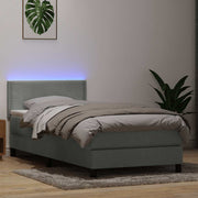 Boxspring met matras 80x220 cm lichtgrijs fluweel