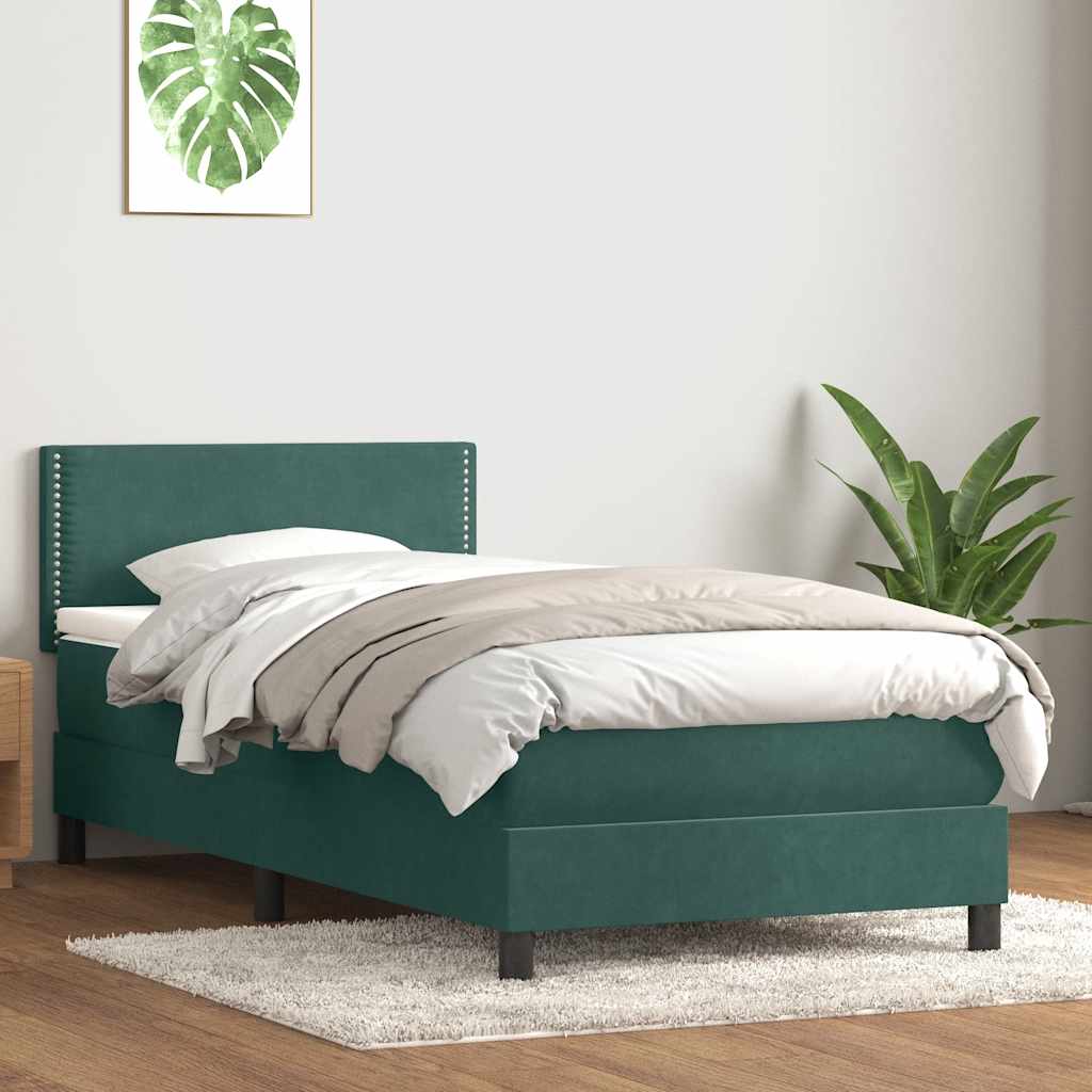 Boxspring met matras fluweel donkergroen 80x220 cm