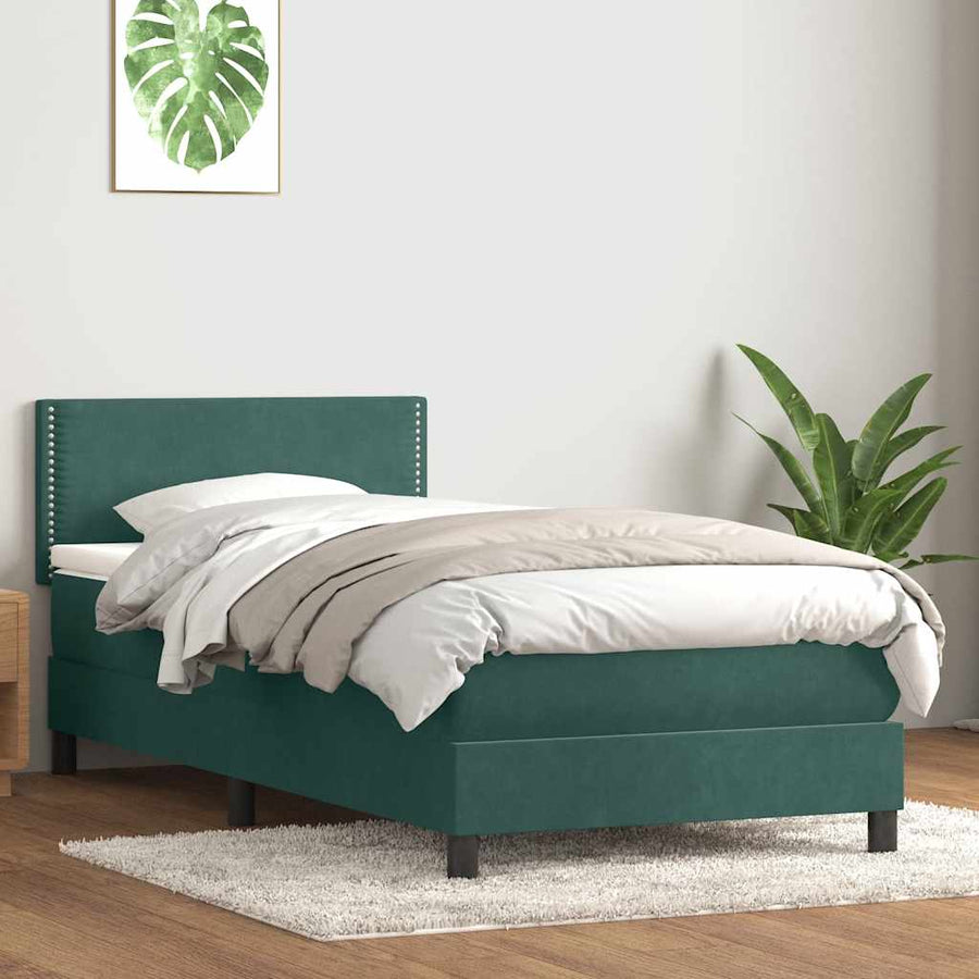 Boxspring met matras fluweel donkergroen 80x220 cm