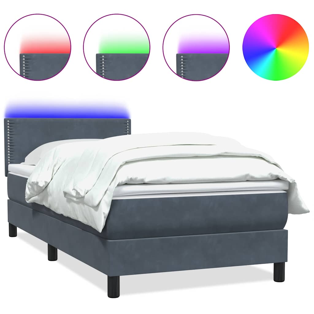 Boxspring met matras fluweel donkergrijs 90x220 cm