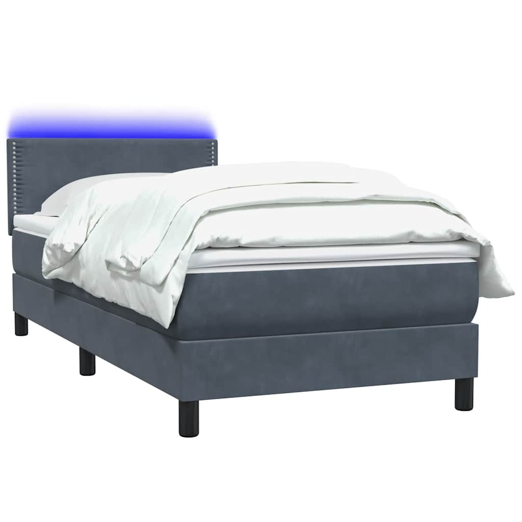 Boxspring met matras fluweel donkergrijs 90x220 cm