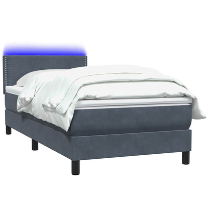 Boxspring met matras fluweel donkergrijs 90x220 cm