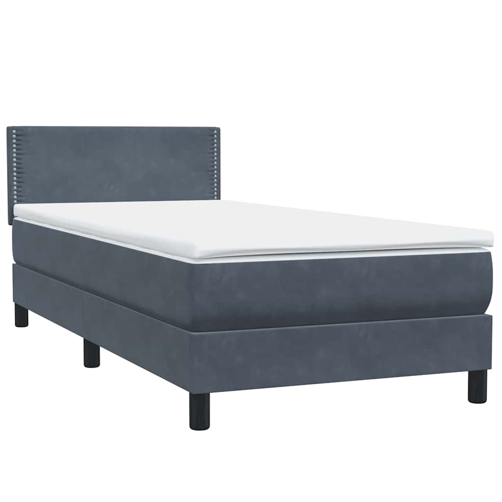 Boxspring met matras fluweel donkergrijs 90x220 cm