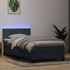 Boxspring met matras 90x220 cm donkergrijs fluweel