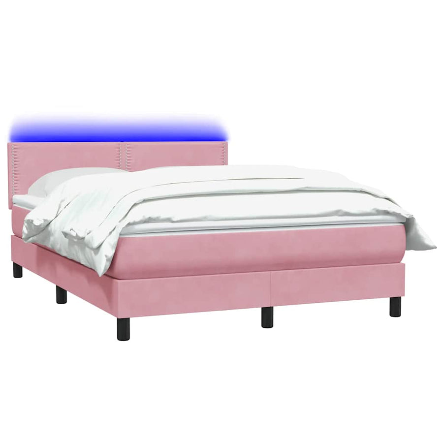 Boxspring met matras fluweel roze 160x220 cm