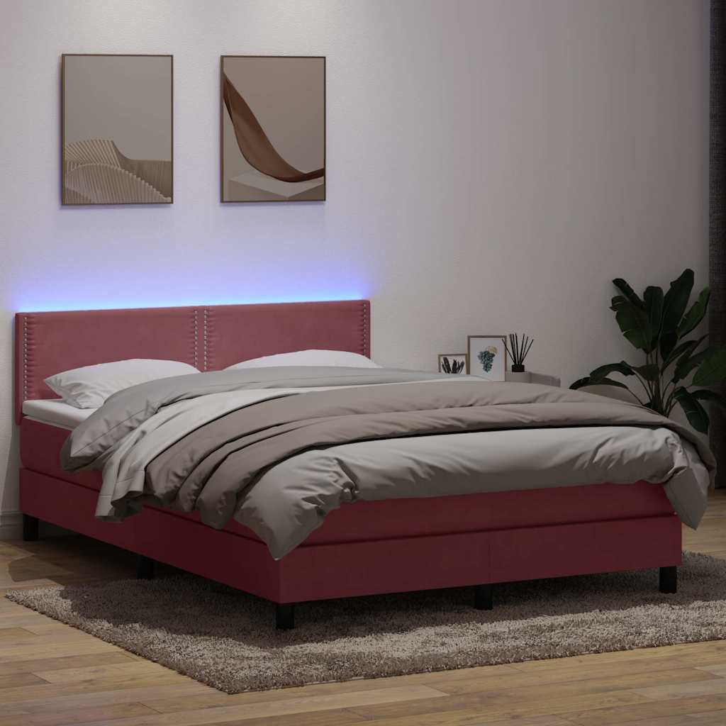 Boxspring met matras fluweel roze 160x220 cm