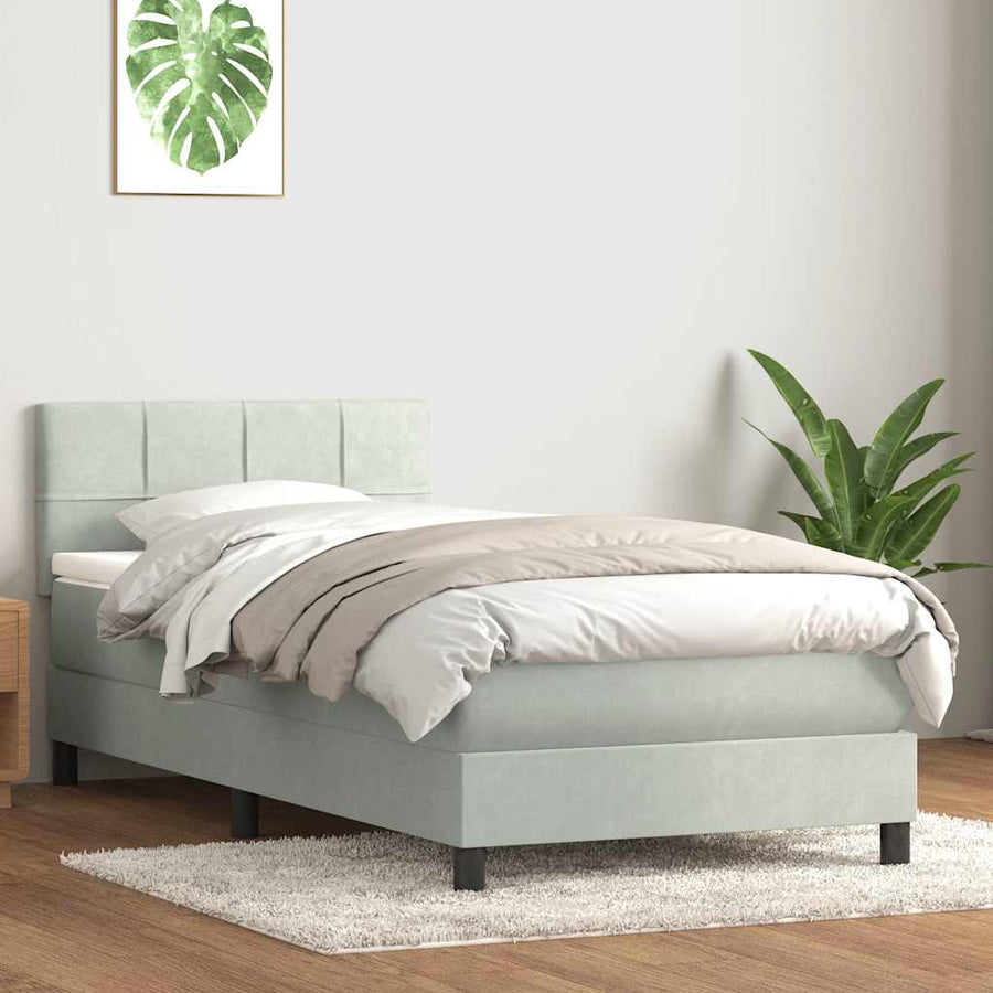Boxspring met matras en LED fluweel lichtgrijs 80x210 cm