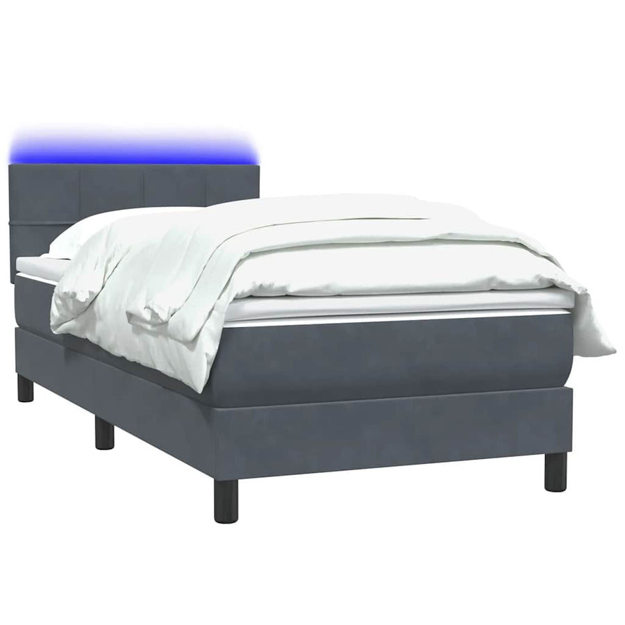 Boxspring met matras fluweel donkergrijs 80x210 cm