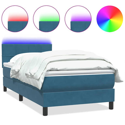 Boxspring met matras fluweel donkerblauw 80x210 cm