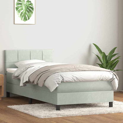 Boxspring met matras fluweel lichtgrijs 90x210 cm