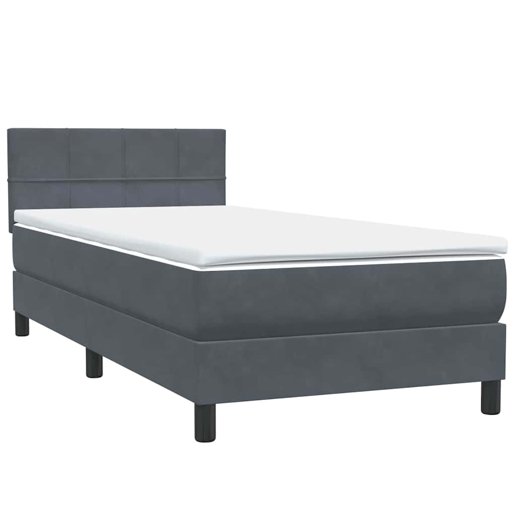 Boxspring met matras fluweel donkergrijs 90x210 cm
