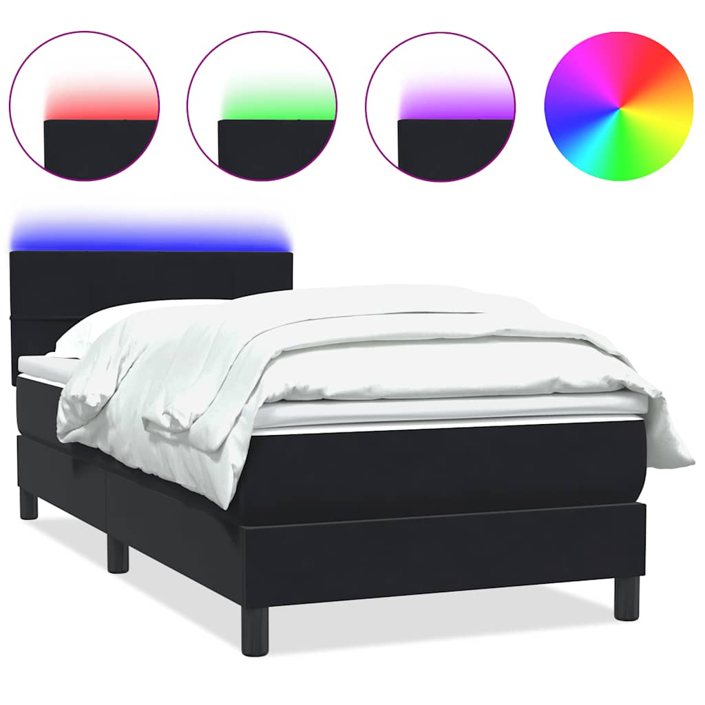 Boxspring met matras fluweel zwart 90x210 cm