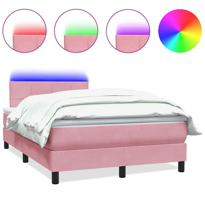 Boxspring met matras en LED fluweel roze 120x210 cm