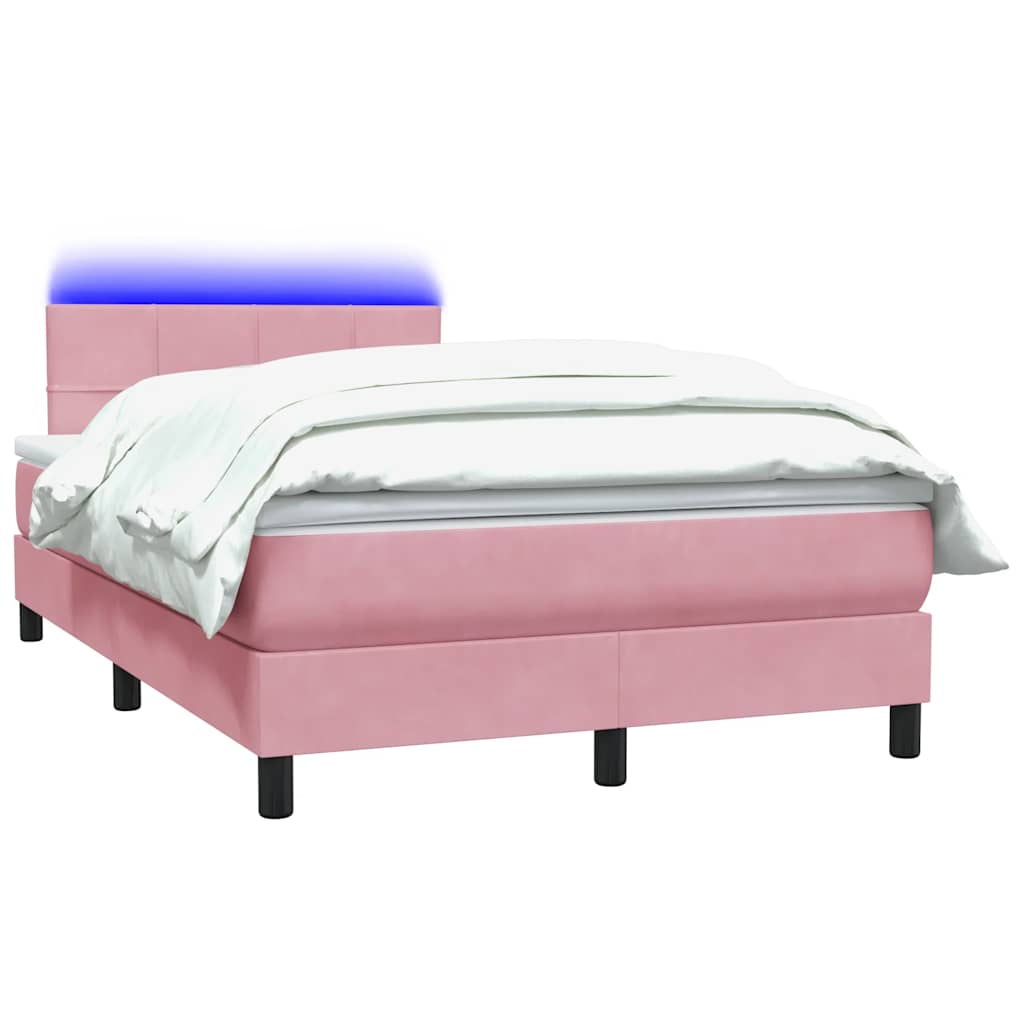 Boxspring met matras en LED fluweel roze 120x210 cm