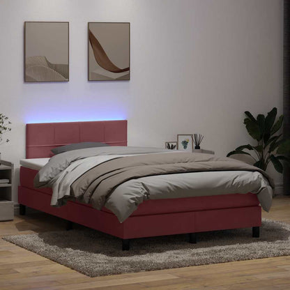 Boxspring met matras en LED fluweel roze 120x210 cm