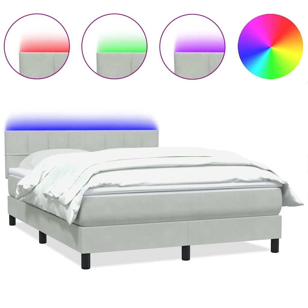 Boxspring met matras fluweel lichtgrijs 160x210 cm
