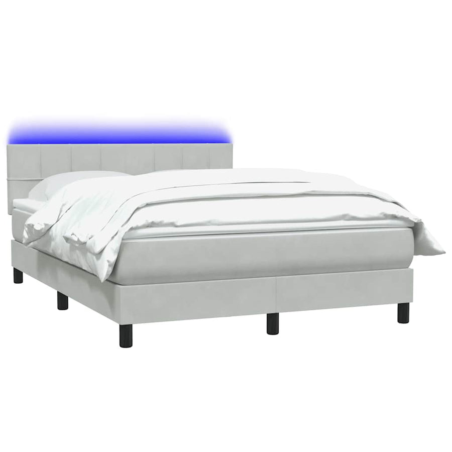 Boxspring met matras fluweel lichtgrijs 160x210 cm