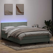 Boxspring 160x210 cm fluweel lichtgrijs met matras