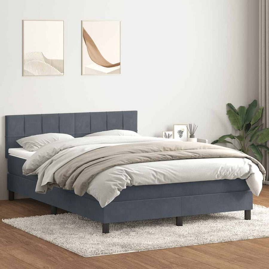 Boxspring met matras fluweel donkergrijs 160x210 cm
