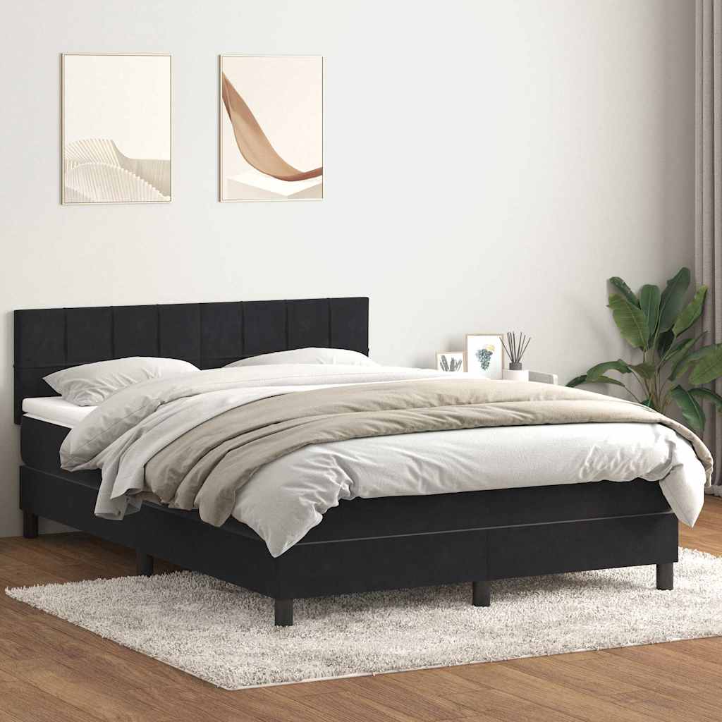 Boxspring met matras fluweel zwart 160x210 cm