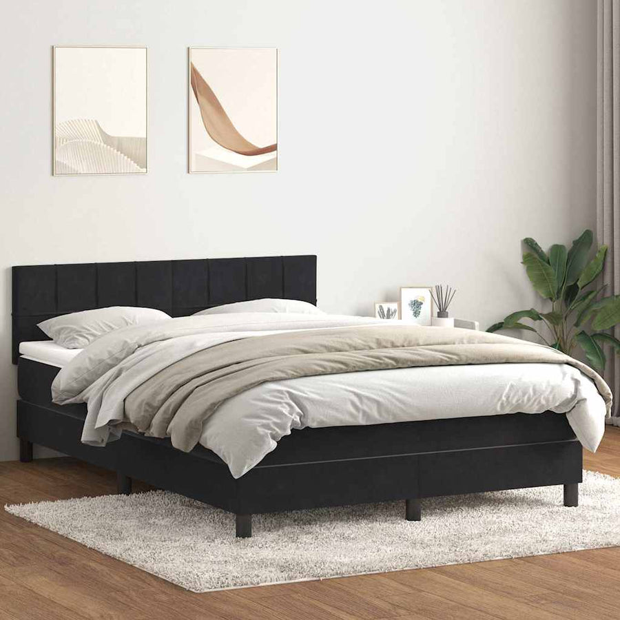 Boxspring met matras fluweel zwart 160x210 cm
