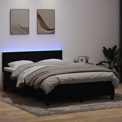 Boxspring met matras fluweel zwart 160x210 cm