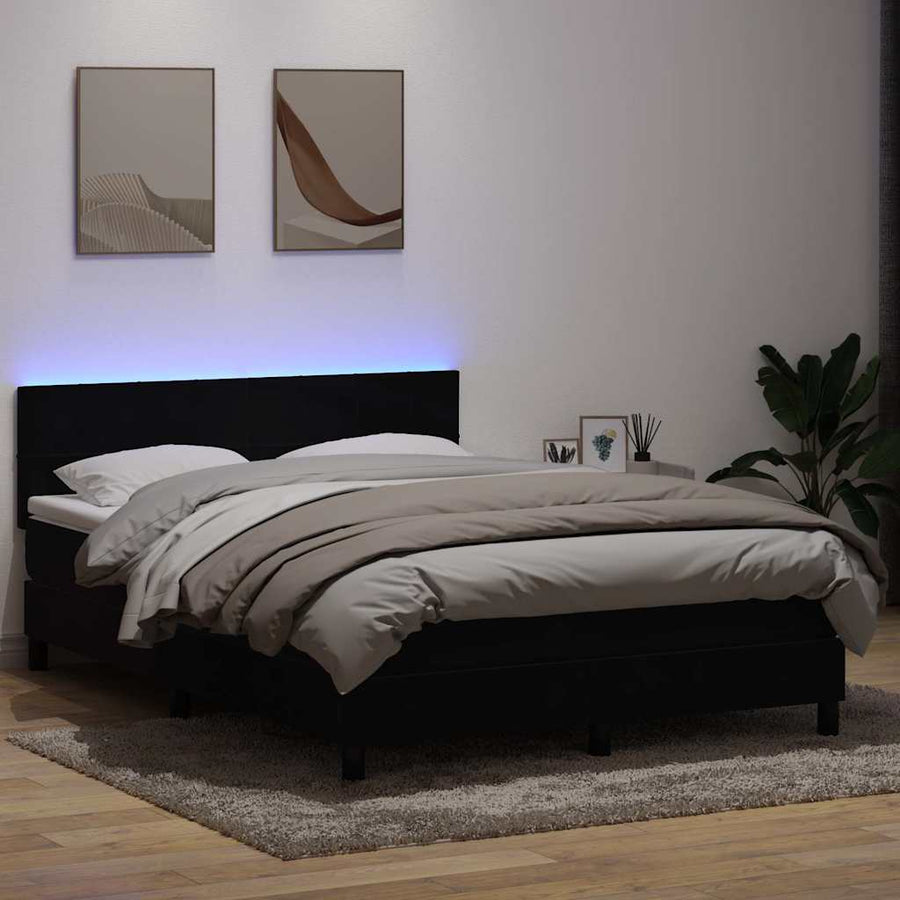 Boxspring met matras fluweel zwart 160x210 cm