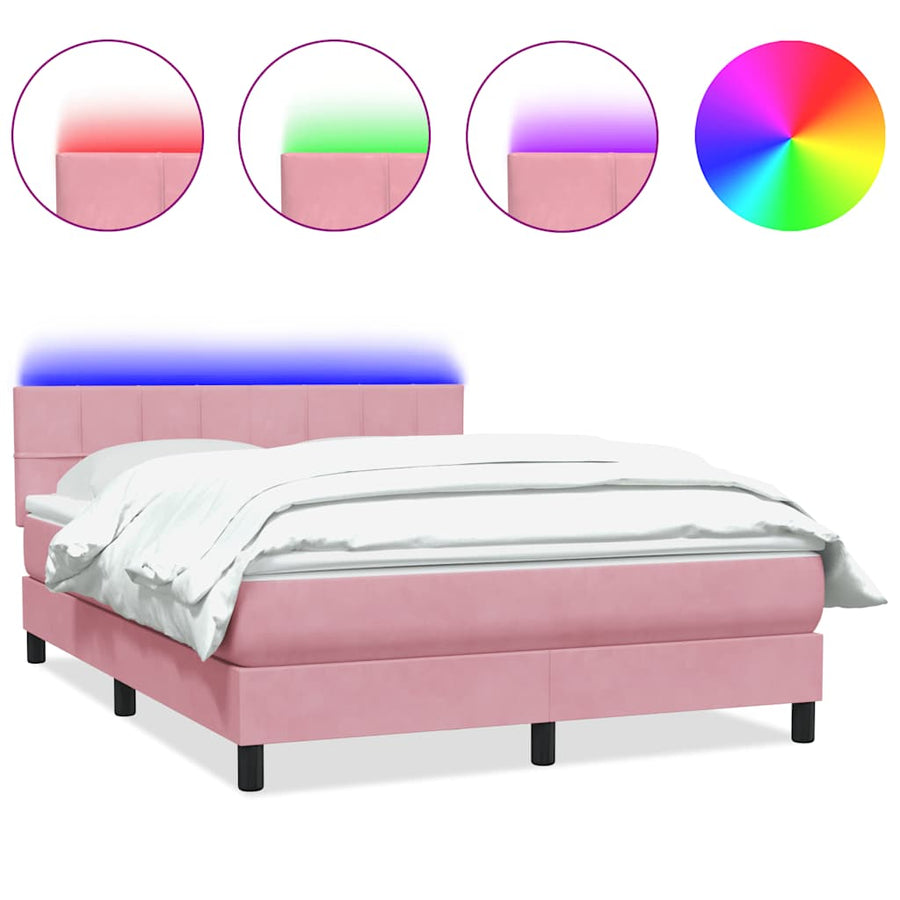 Boxspring met matras fluweel roze 160x210 cm