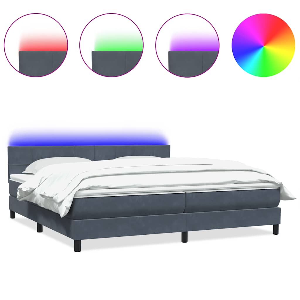 Boxspring met matras fluweel donkergrijs 180x210 cm