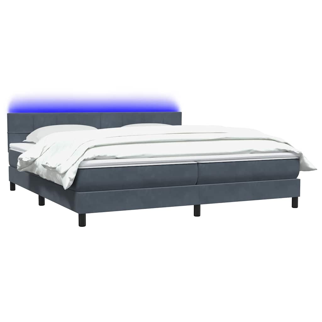 Boxspring met matras fluweel donkergrijs 180x210 cm