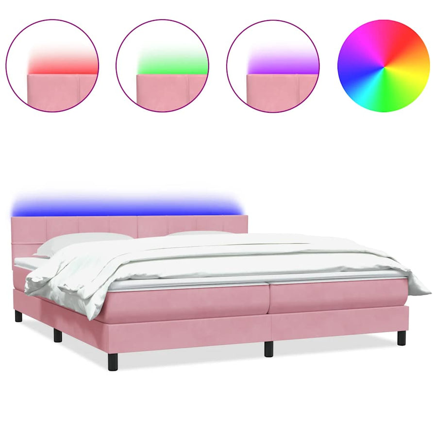 Boxspring met matras fluweel roze 180x210 cm