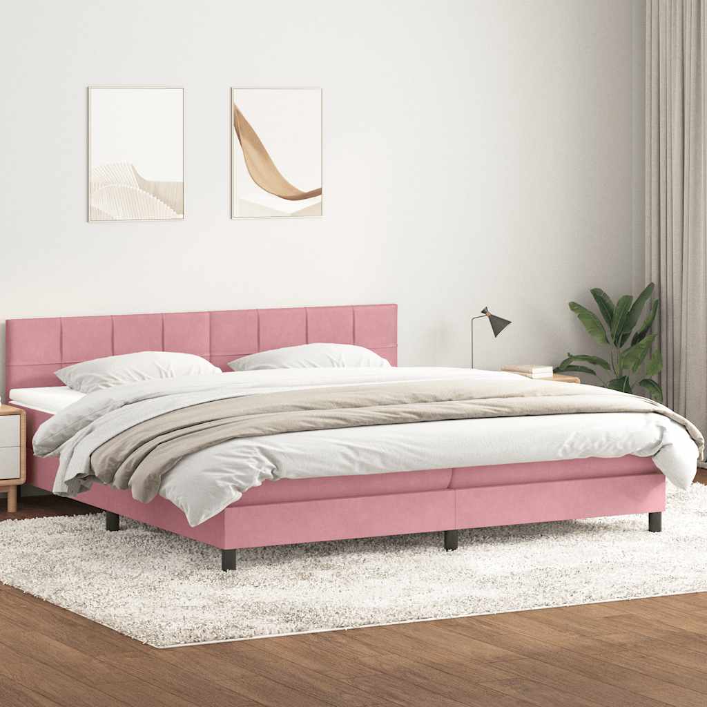 Boxspring met matras fluweel roze 180x210 cm