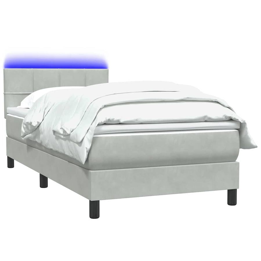Boxspring met matras en LED fluweel lichtgrijs 80x220 cm
