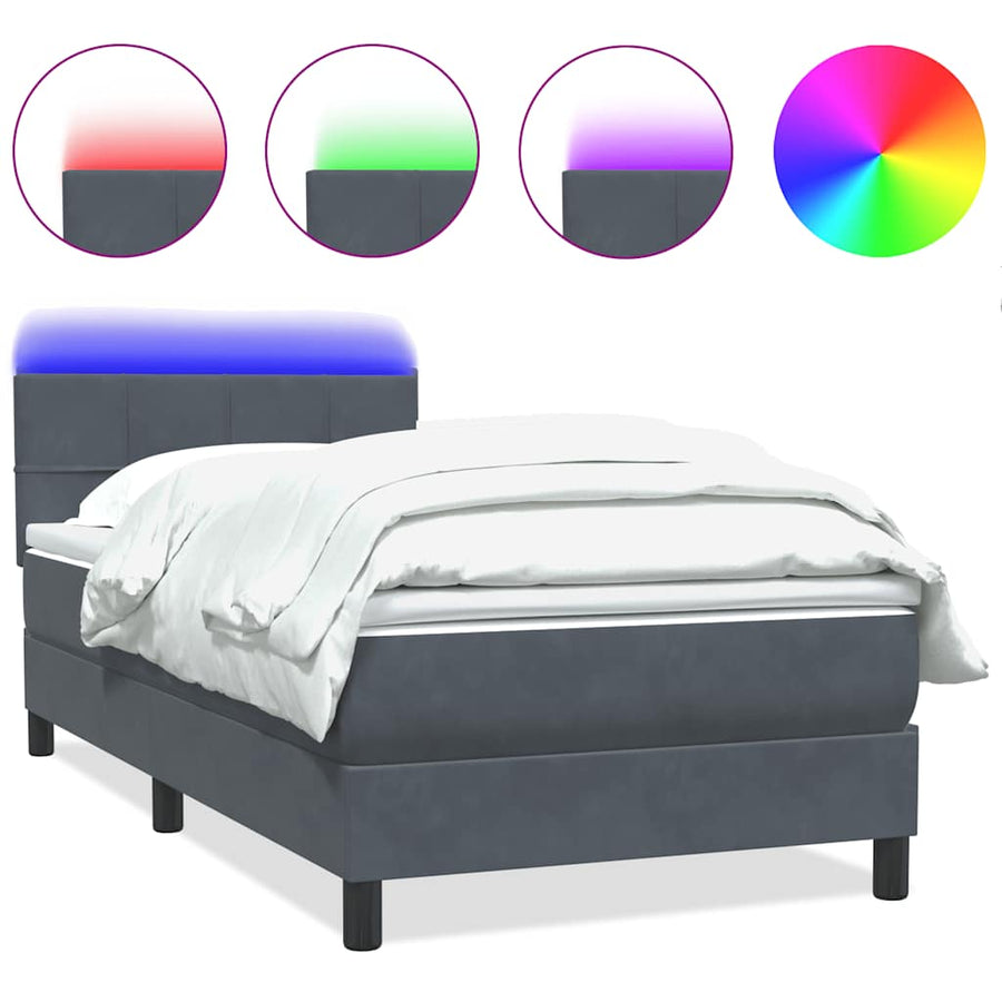 Boxspring met matras fluweel donkergrijs 80x220 cm
