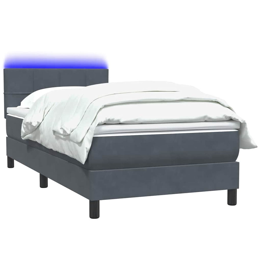 Boxspring met matras fluweel donkergrijs 80x220 cm