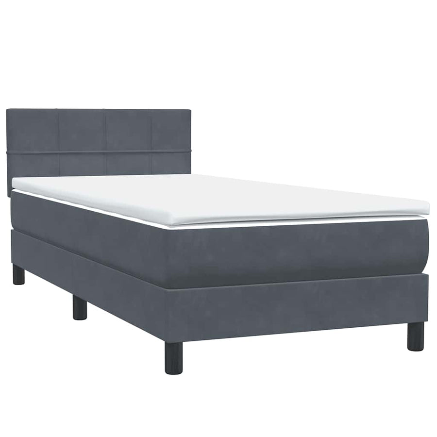 Boxspring met matras fluweel donkergrijs 80x220 cm