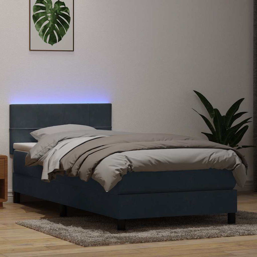 Boxspring met matras fluweel donkergrijs 80x220 cm