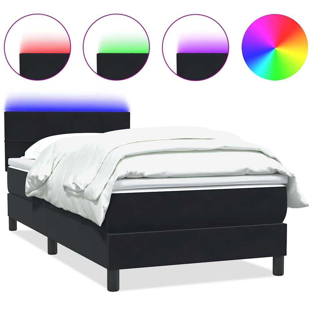 Boxspring met matras fluweel zwart 80x220 cm