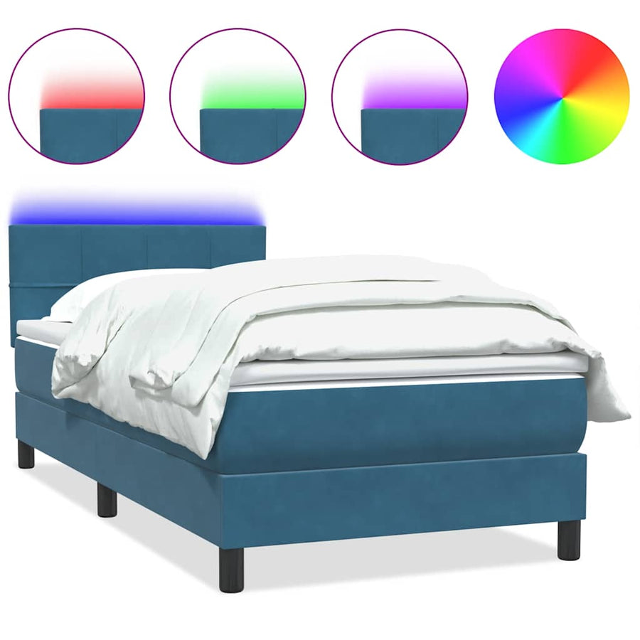 Boxspring met matras fluweel donkerblauw 80x220 cm