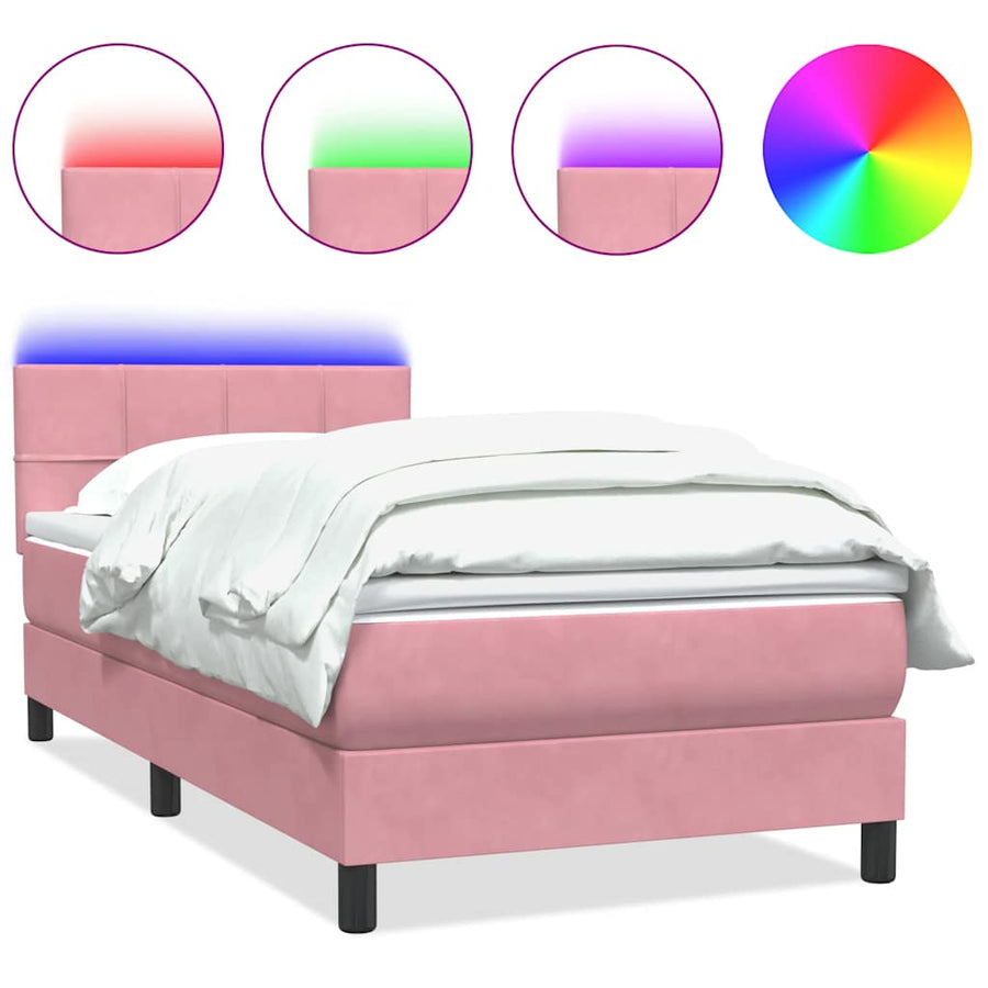 Boxspring met matras fluweel roze 80x220 cm