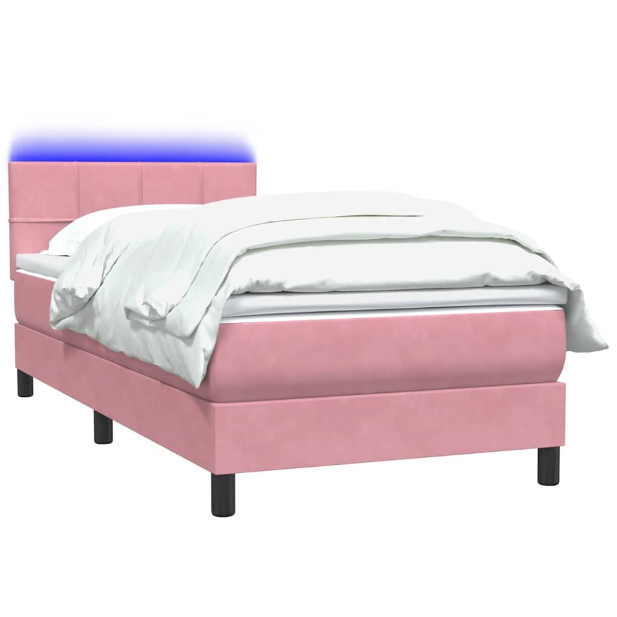 Boxspring met matras fluweel roze 80x220 cm