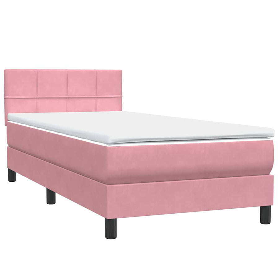 Boxspring met matras fluweel roze 80x220 cm
