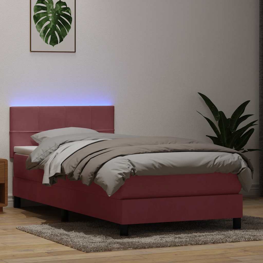Boxspring met matras fluweel roze 80x220 cm