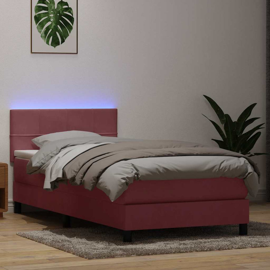 Boxspring met matras fluweel roze 80x220 cm