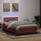 Box spring with mattress and LED velvet pink 120x220 cm