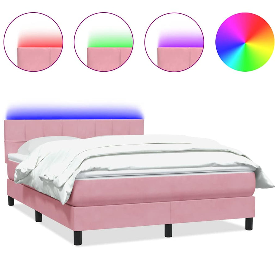 Boxspring met matras fluweel roze 140x220 cm