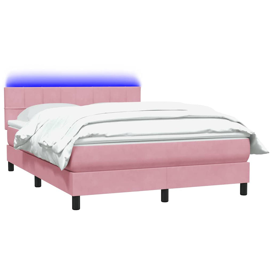 Boxspring met matras fluweel roze 140x220 cm
