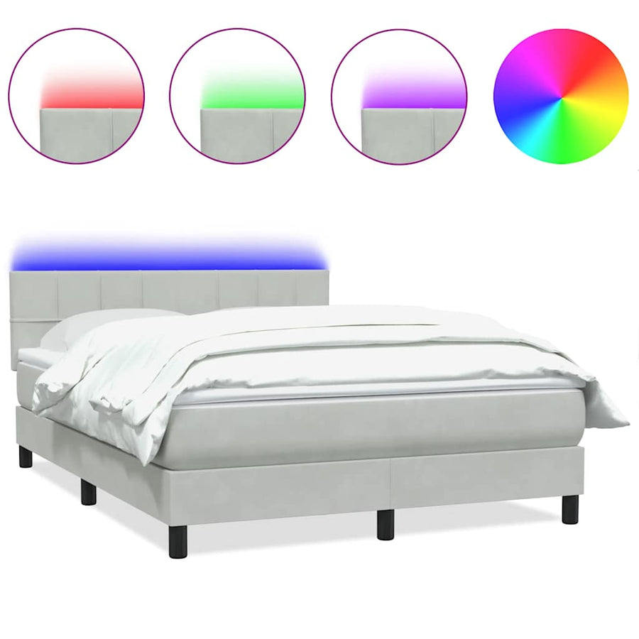 Boxspring met matras fluweel lichtgrijs 160x220 cm