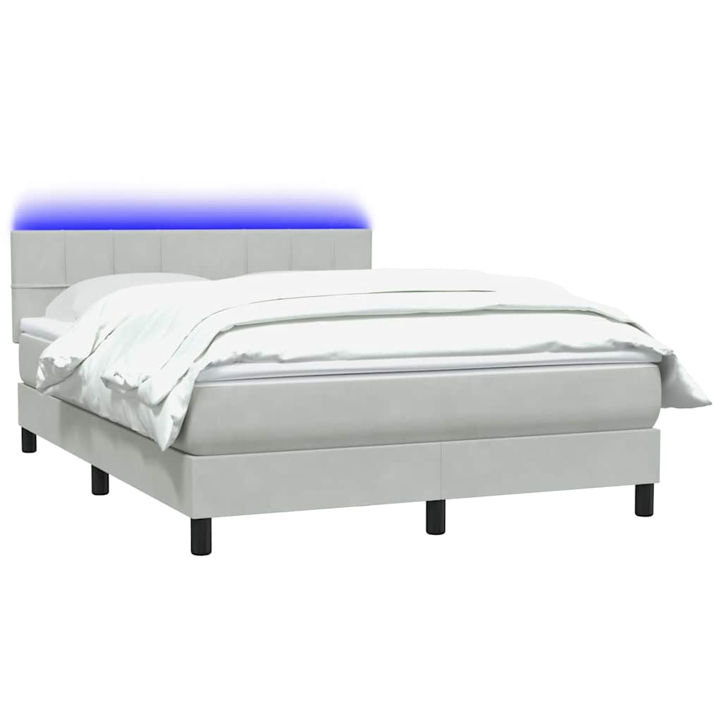 Boxspring met matras fluweel lichtgrijs 160x220 cm