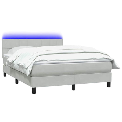 Boxspring met matras fluweel lichtgrijs 160x220 cm